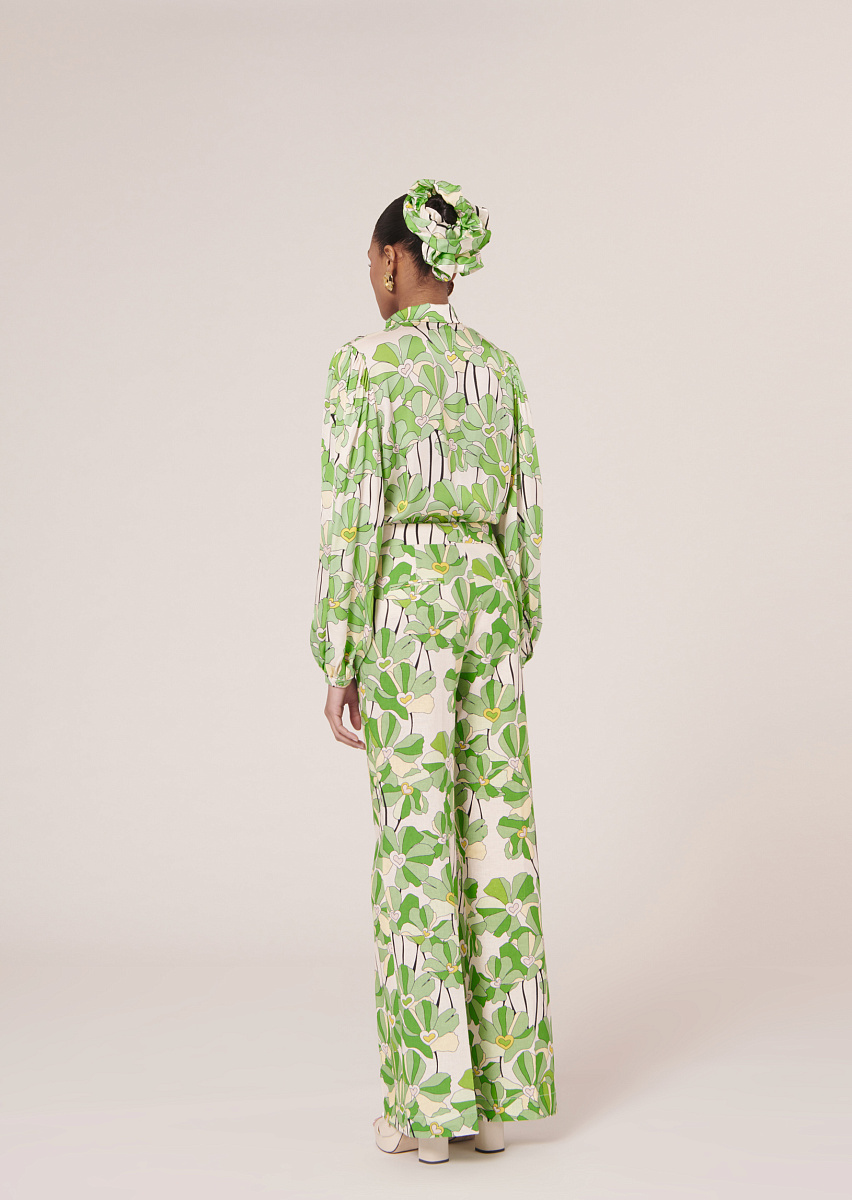 Primavera зеленые брюки с цветочным принтом