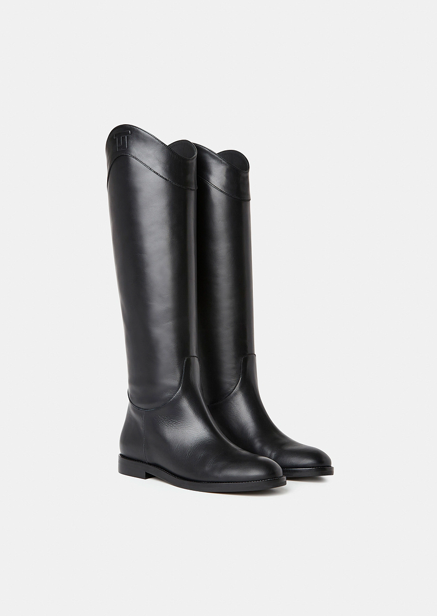 Kayleigh черные кожаные сапоги