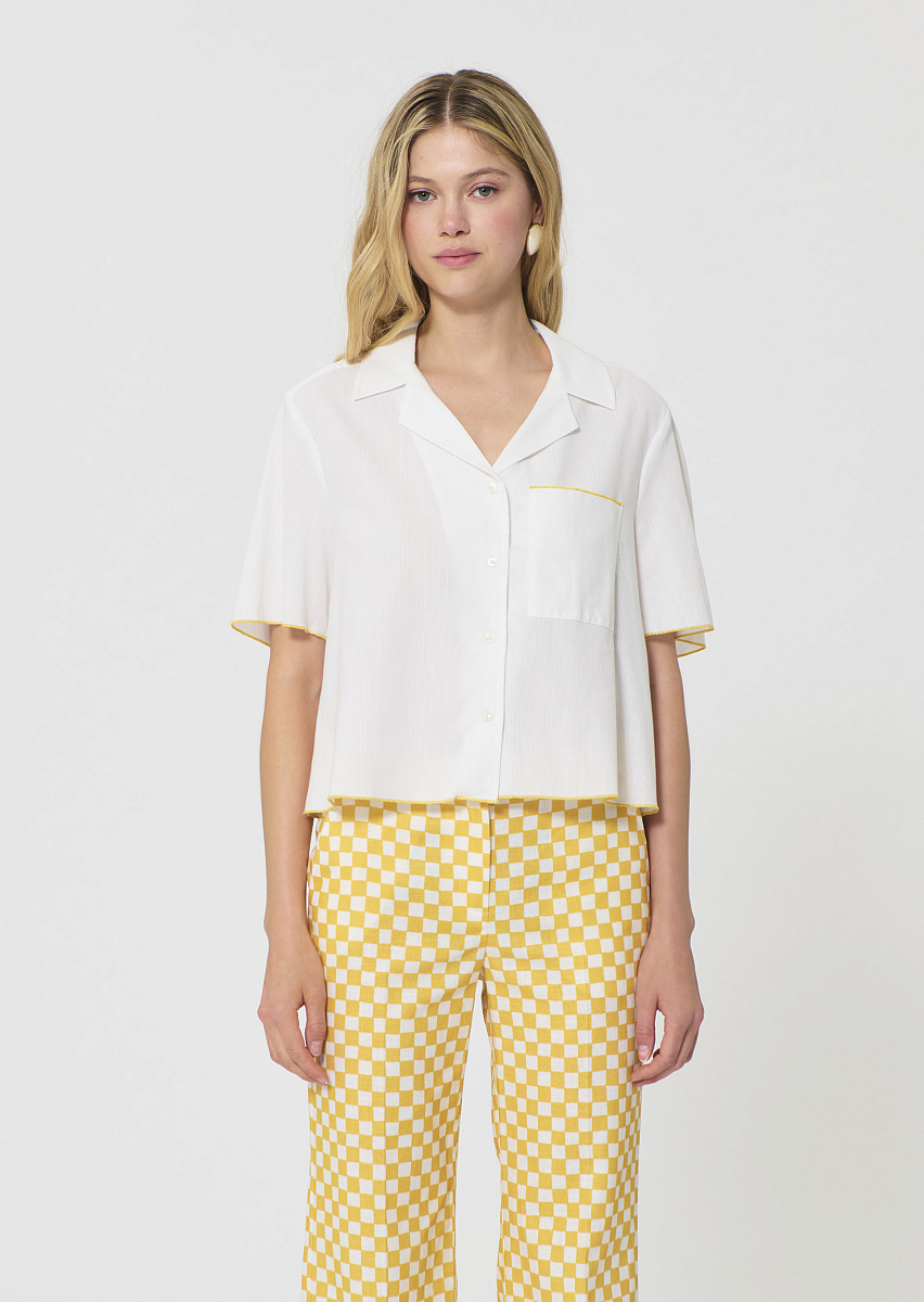 Coraline блуза из ребристого хлопка в цвете экрю