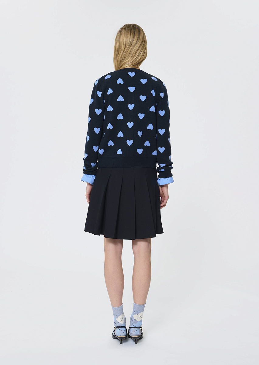 Gilma темно-синий кардиган с узором в виде сердец Gilma темно-синий кардиган с узором в виде сердец