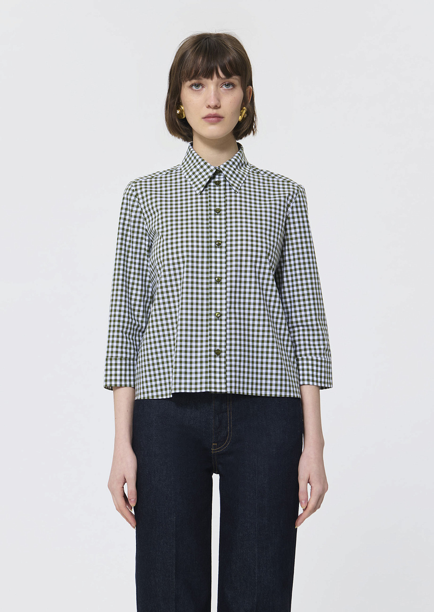 Charlot зеленая рубашка в клетку виши