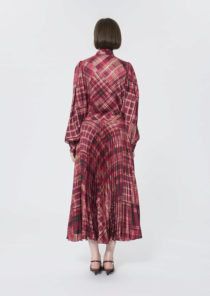 Juline юбка-плиссе малинового цвета с принтом в фантазийную клетку