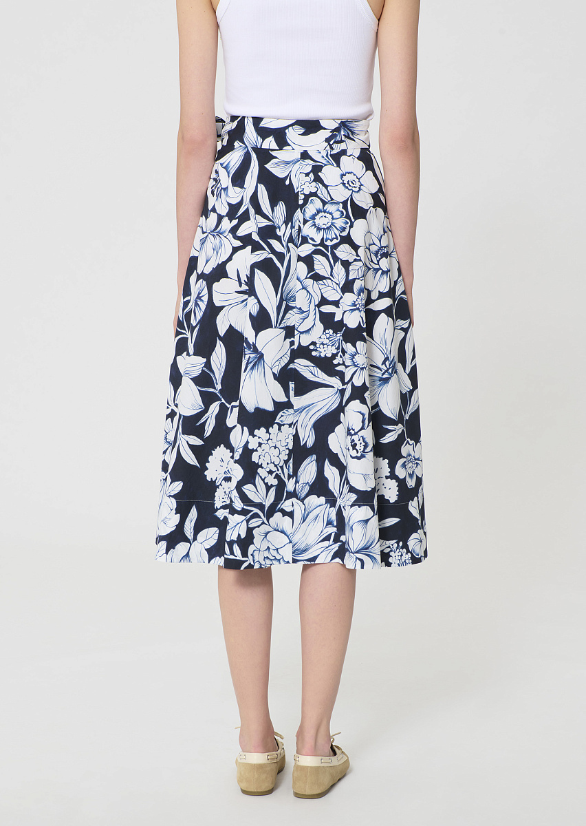Jolly темно-синяя юбка из хлопка с цветочным принтом