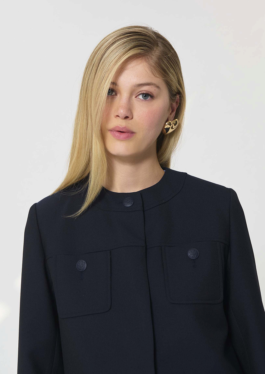 Vina темно-синий жакет из ткани с зернистой текстурой