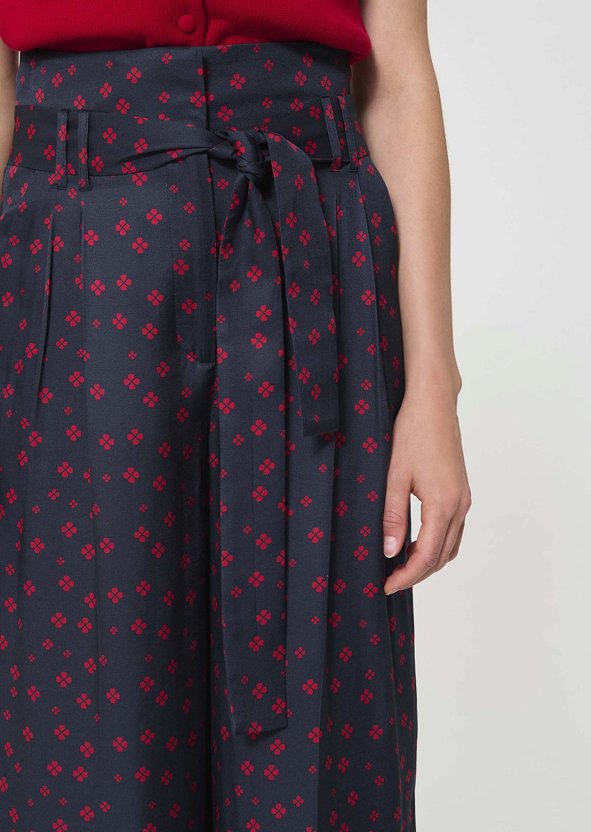 Pia темно-синие брюки с принтом в виде миниатюрного клевера