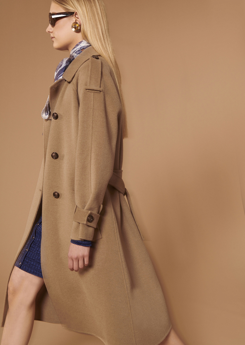 Ivane бежевый тренч из двусторонней шерсти Ivane бежевый тренч из двусторонней шерсти