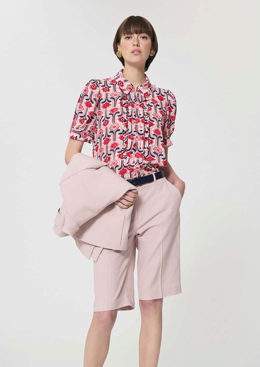 Theodora нежно-розовый топ с ретро-принтом