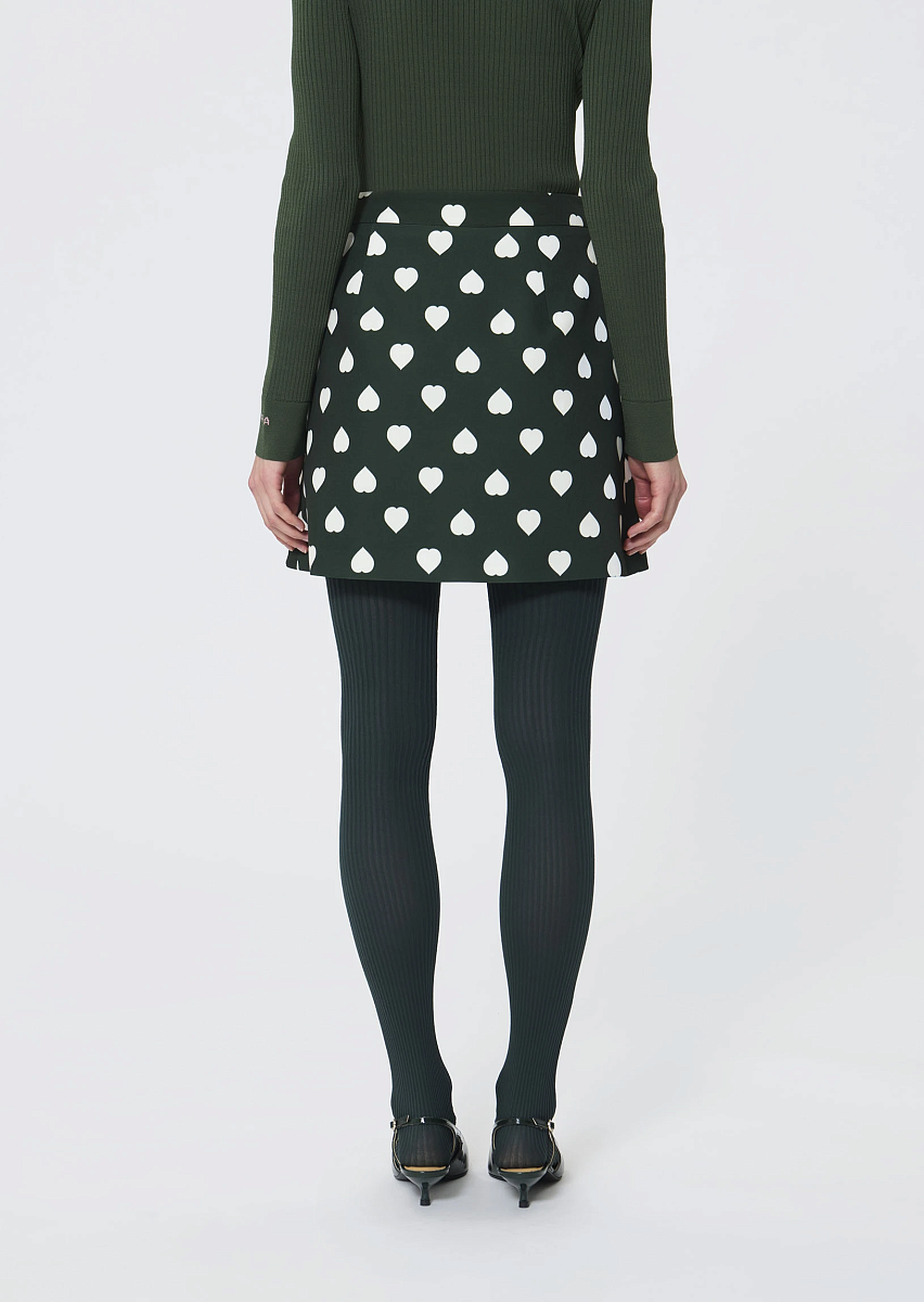 Jessy зеленая юбка с принтом в виде сердец