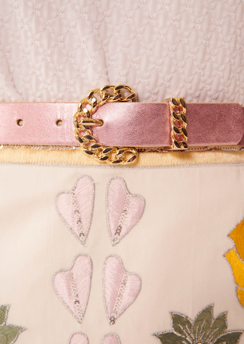 Ремень Bella из розовой кожи с эффектом металлик Ремень Bella из розовой кожи с эффектом металлик