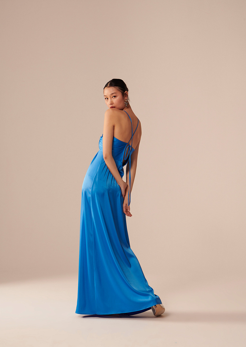 Атласное платье Rosalia в синем цвете