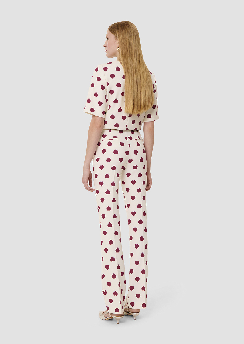 Брюки Paivan цвета экрю с принтом в виде сердец