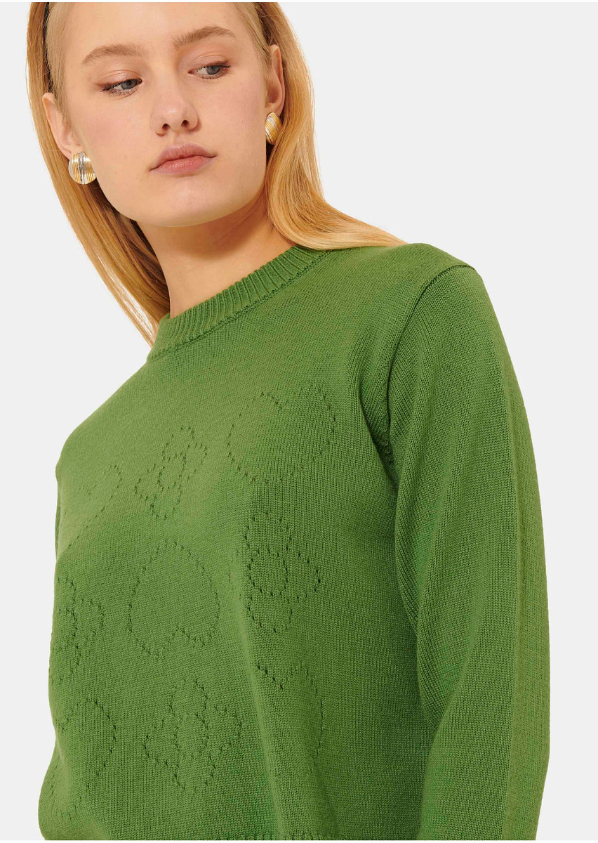 Зеленый свитер Preppy из шерсти мериноса Зеленый свитер Preppy из шерсти мериноса