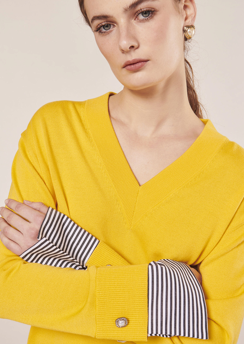 Primrose желтый свитер из хлопка и шерсти мериноса