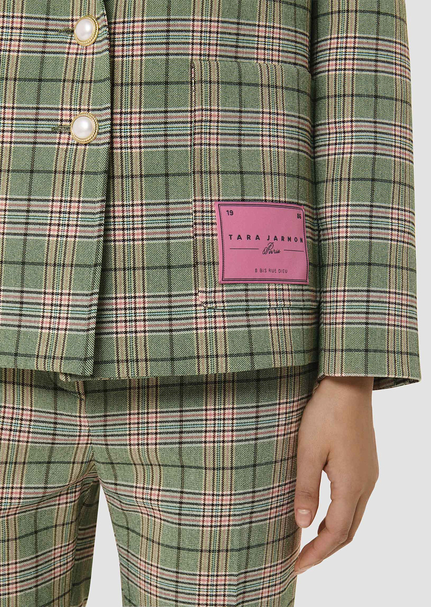 Зеленый жакет Valy в клетку