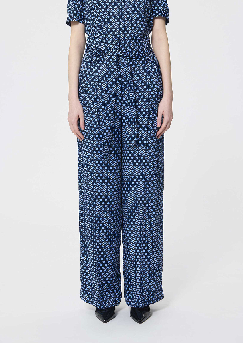 Pia темно-синие брюки с узором в виде сердец