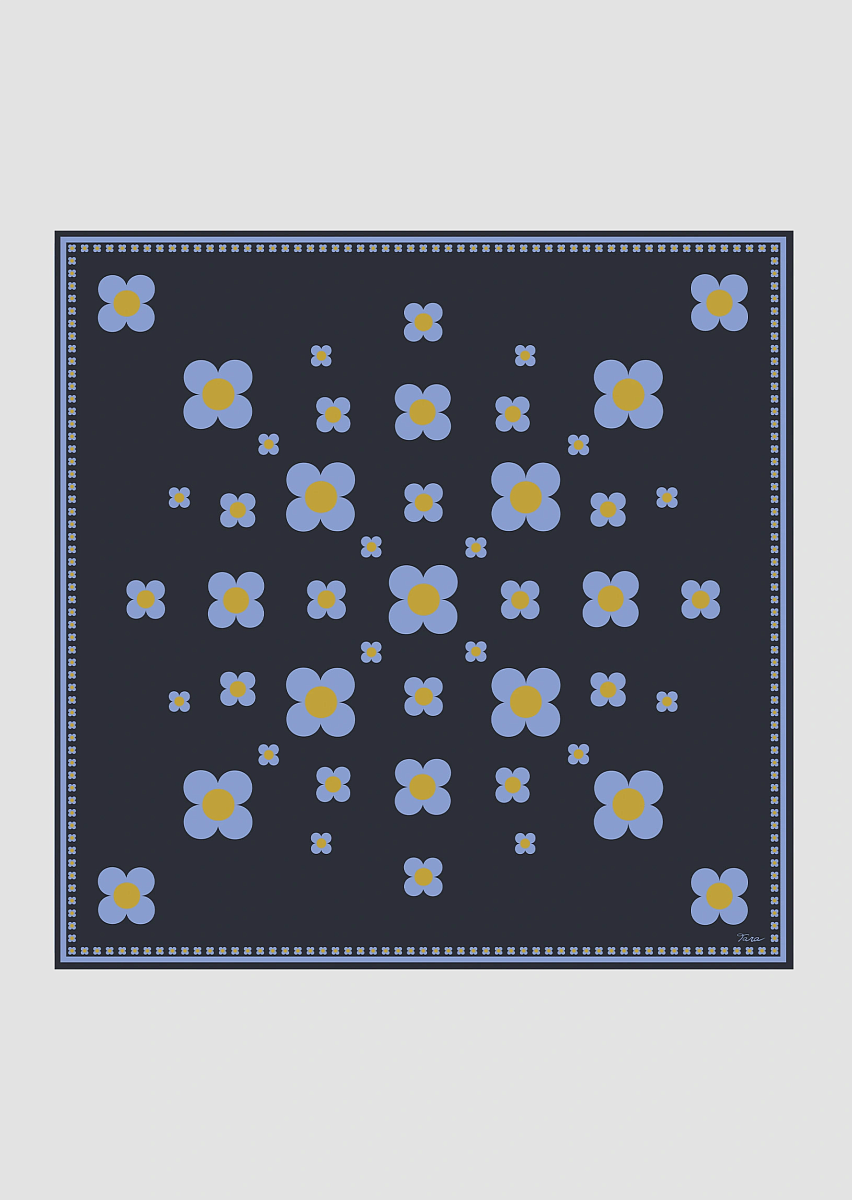 Edme темно-синий платок из шелка с принтом