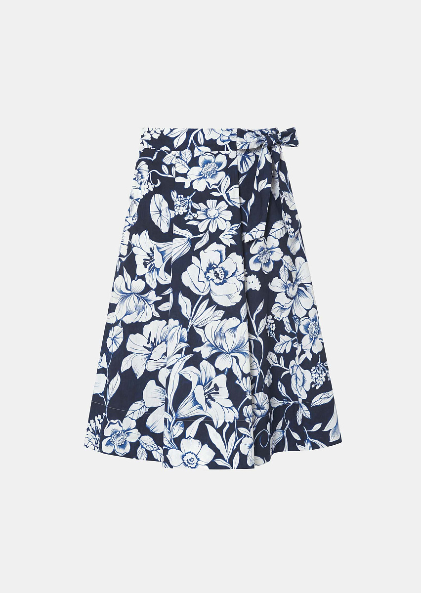 Jolly темно-синяя юбка из хлопка с цветочным принтом