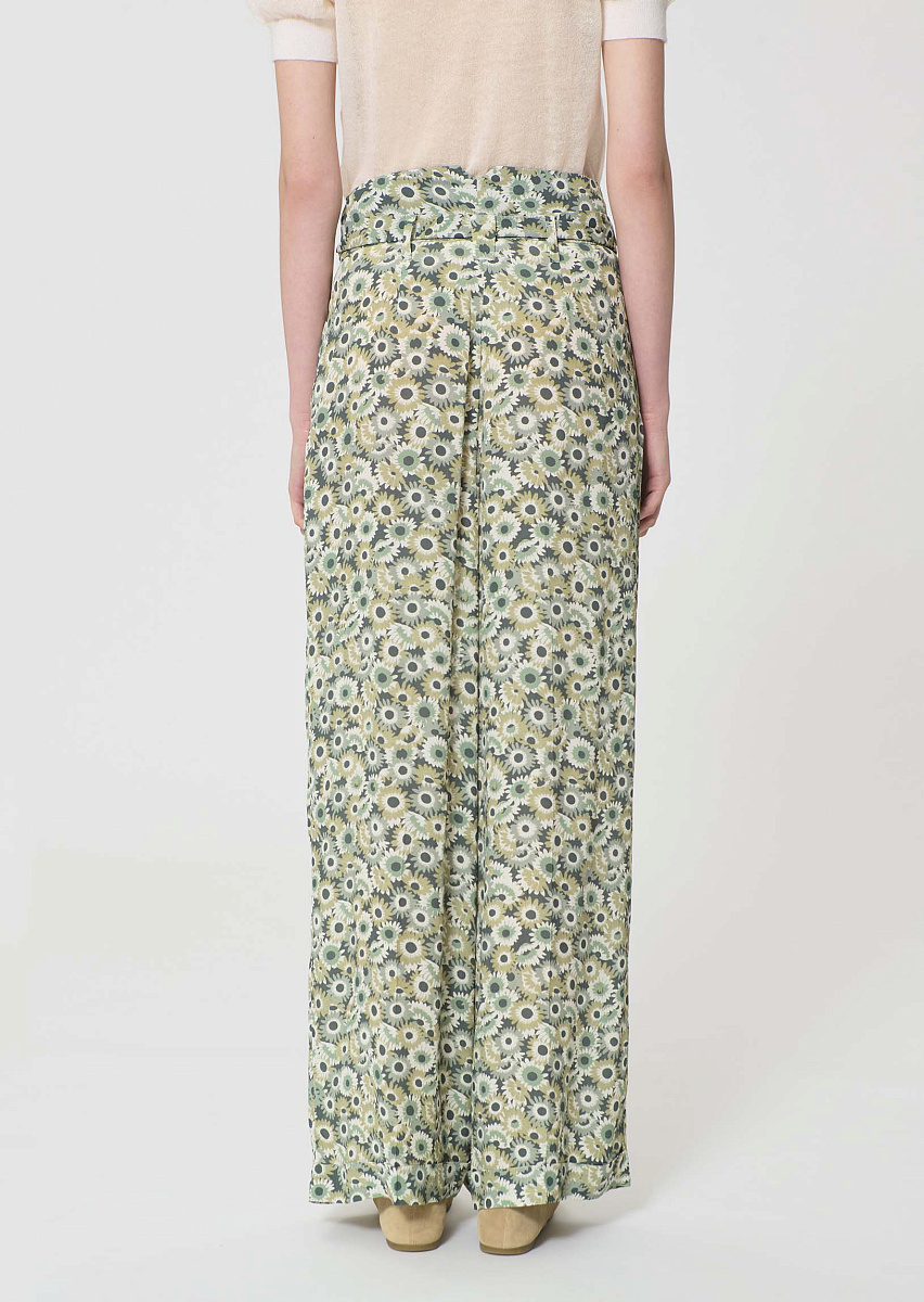 Pia зеленые брюки с цветочным принтом