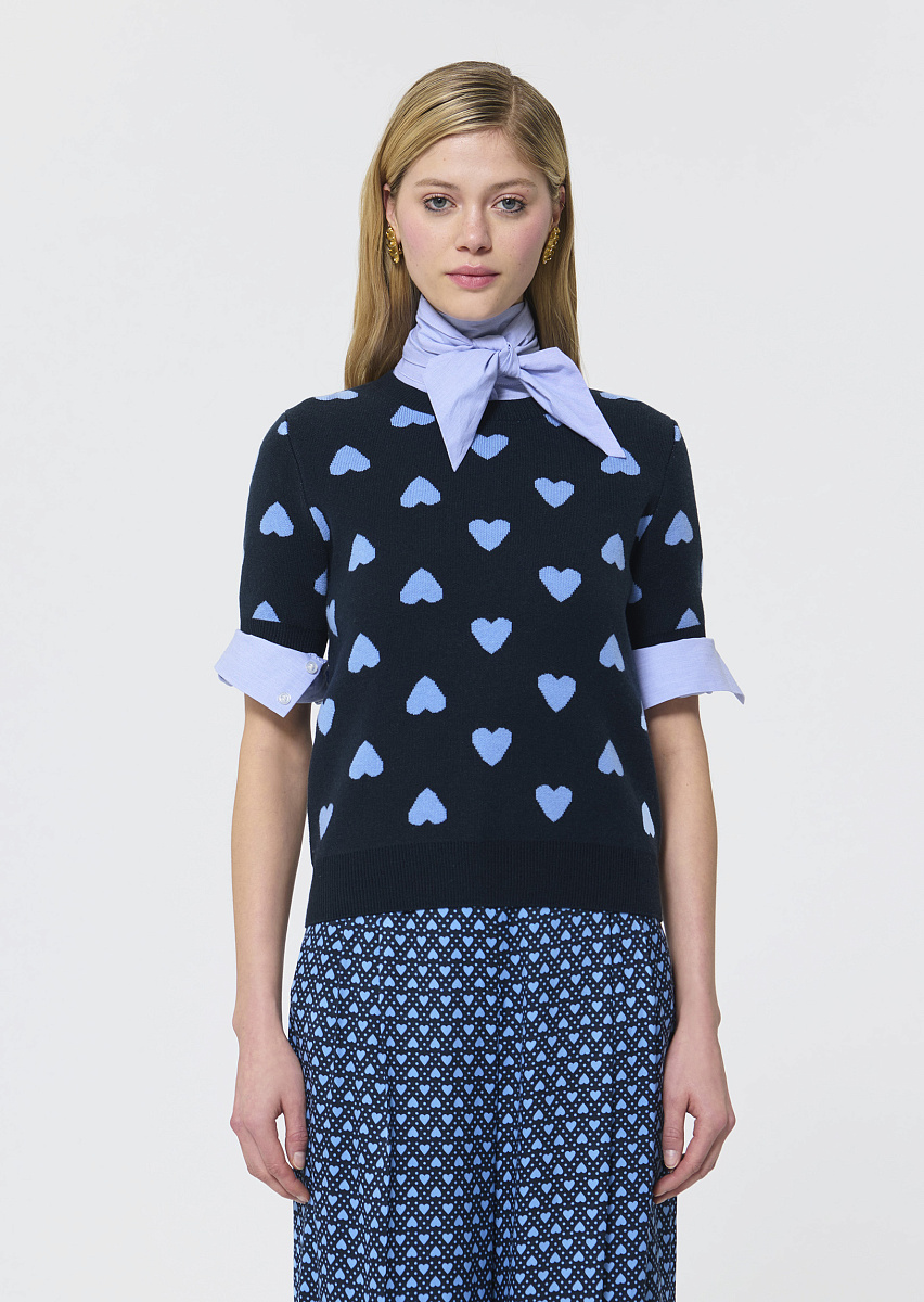 Polla темно-синий джемпер с узором в виде сердец