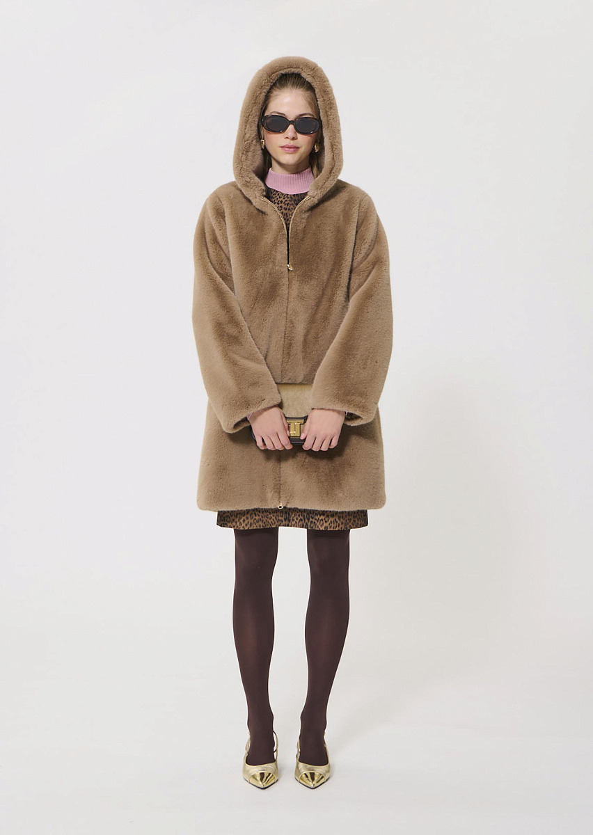 Margaret шуба из искусственного меха в серо-коричневом цвете