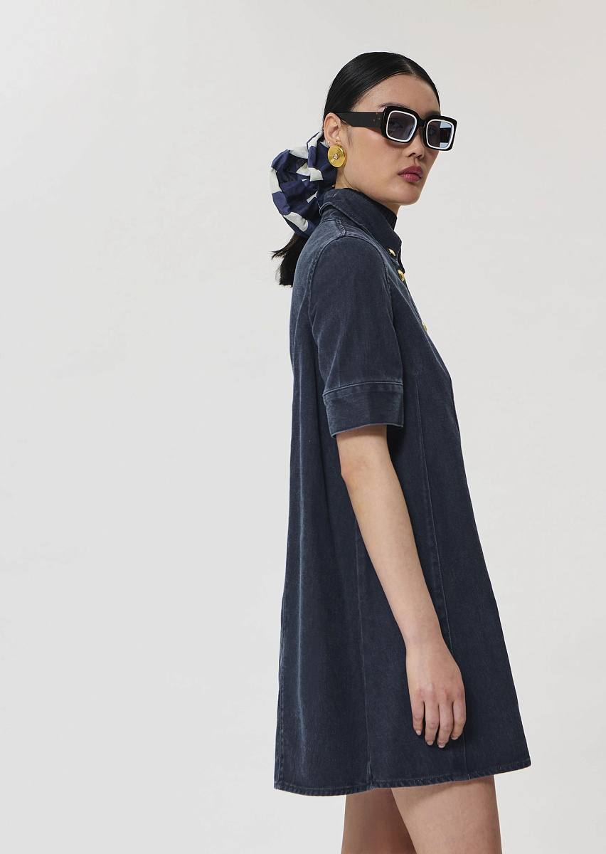 Платье из хлопка темно-синего цвета Riva