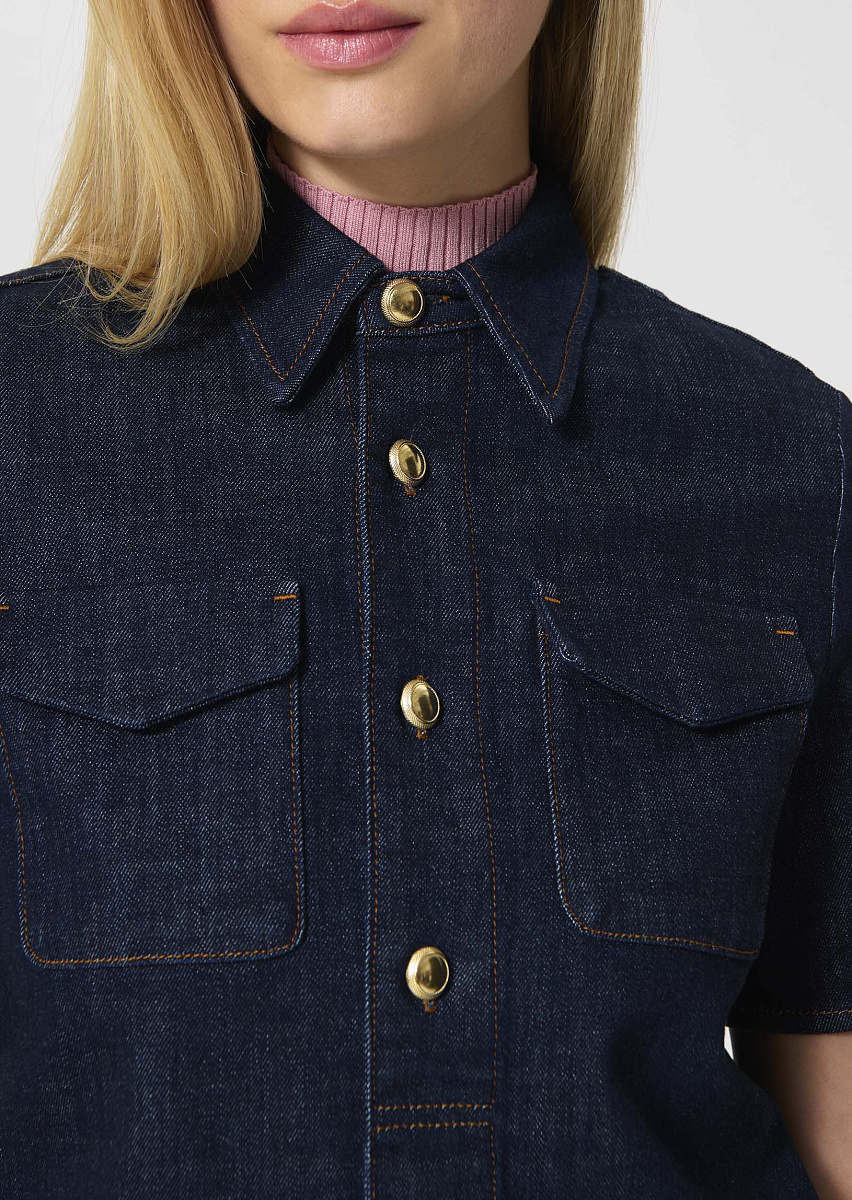 Taormine темно-синий топ из денима с контрастной строчкой