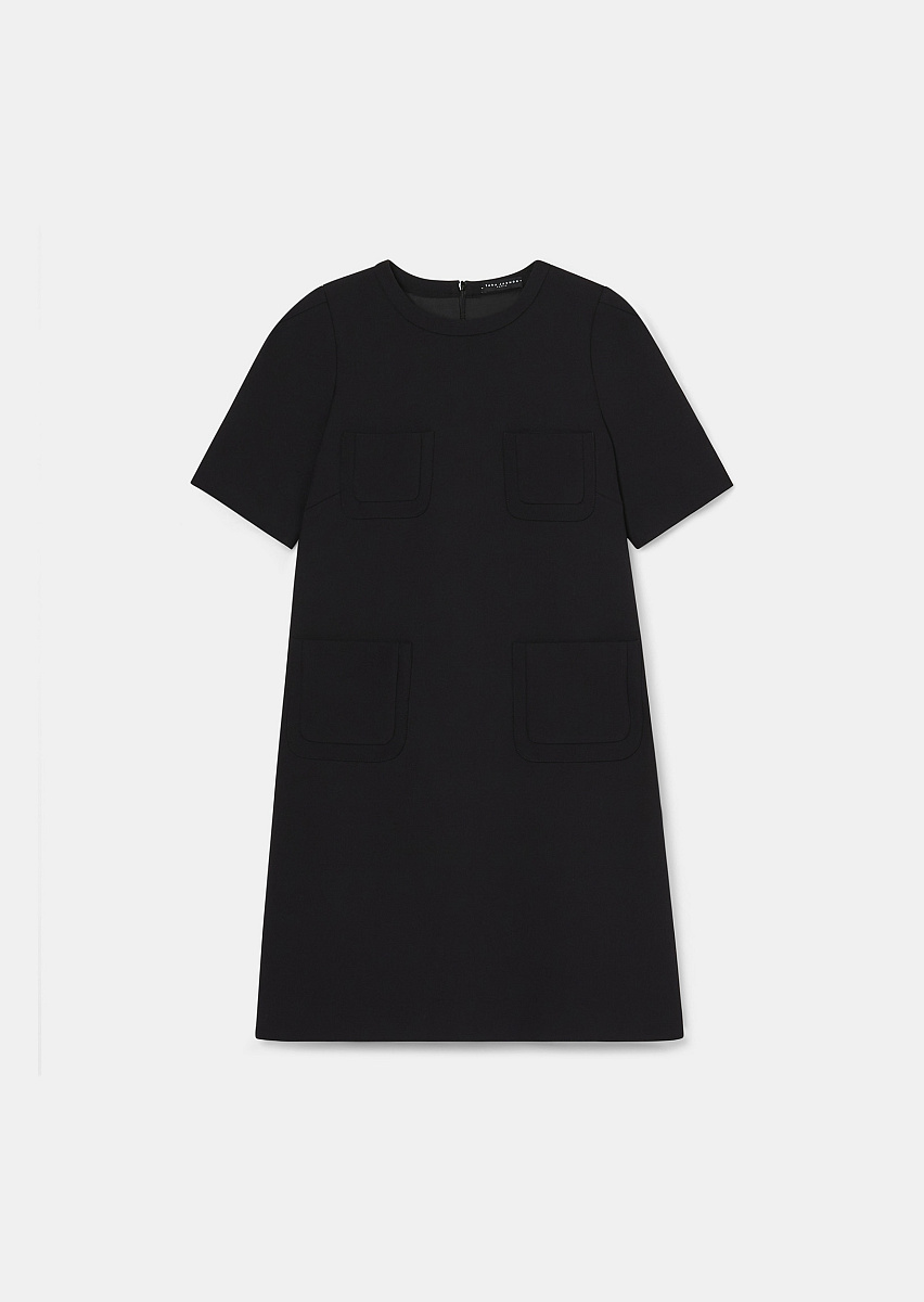 Черное платье Renata из двойной ткани
