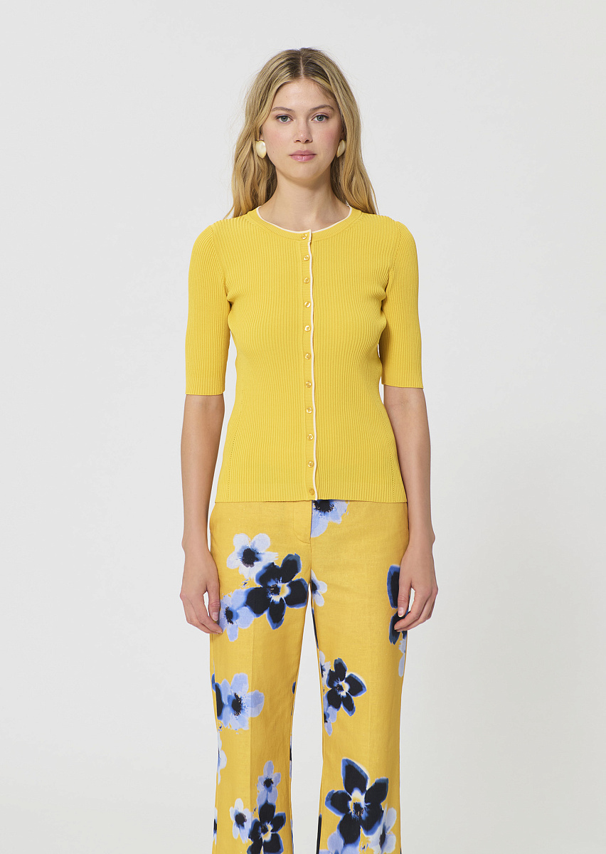 Gipsy желтый кардиган в рубчик