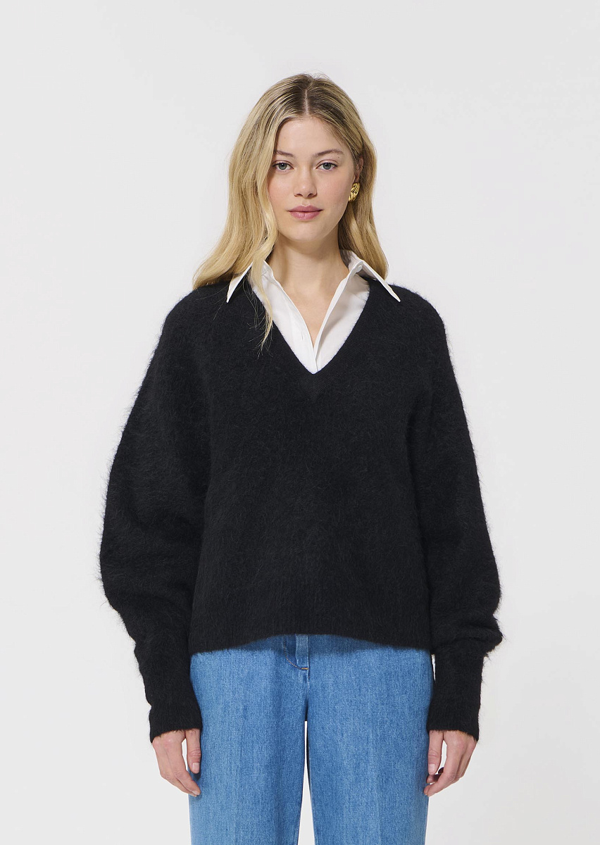 Paz пуловер с шерстью альпака в черном цвете