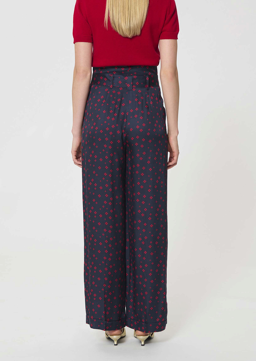 Pia темно-синие брюки с принтом в виде миниатюрного клевера