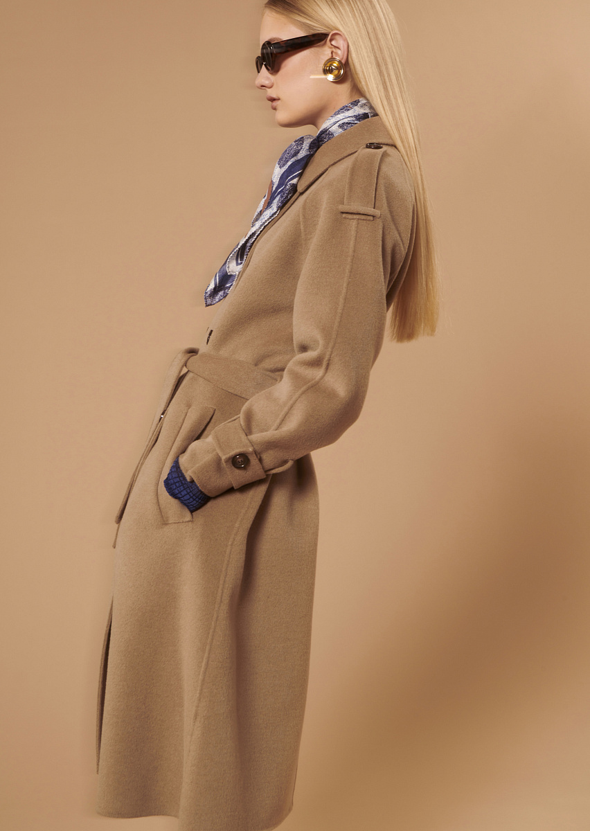 Ivane бежевый тренч из двусторонней шерсти Ivane бежевый тренч из двусторонней шерсти