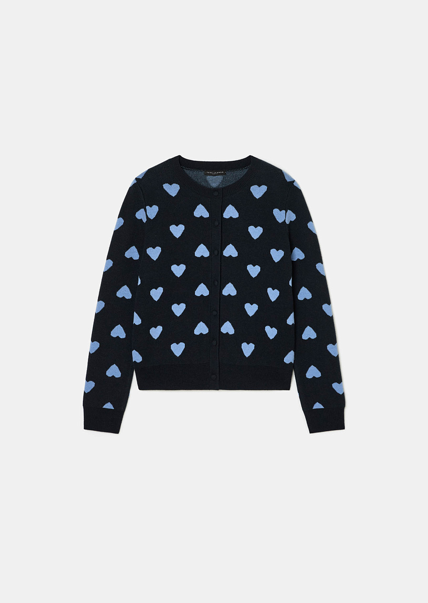 Gilma темно-синий кардиган с узором в виде сердец Gilma темно-синий кардиган с узором в виде сердец