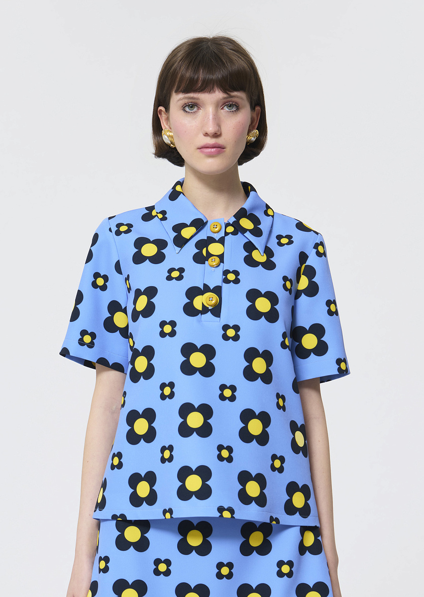 Tania небесно-голубой топ с цветочным принтом Tania небесно-голубой топ с цветочным принтом