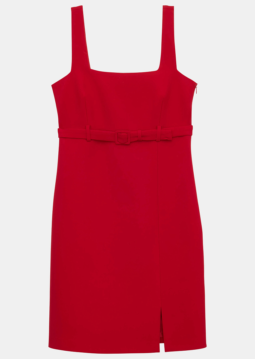 Красное мини-платье на бретелях