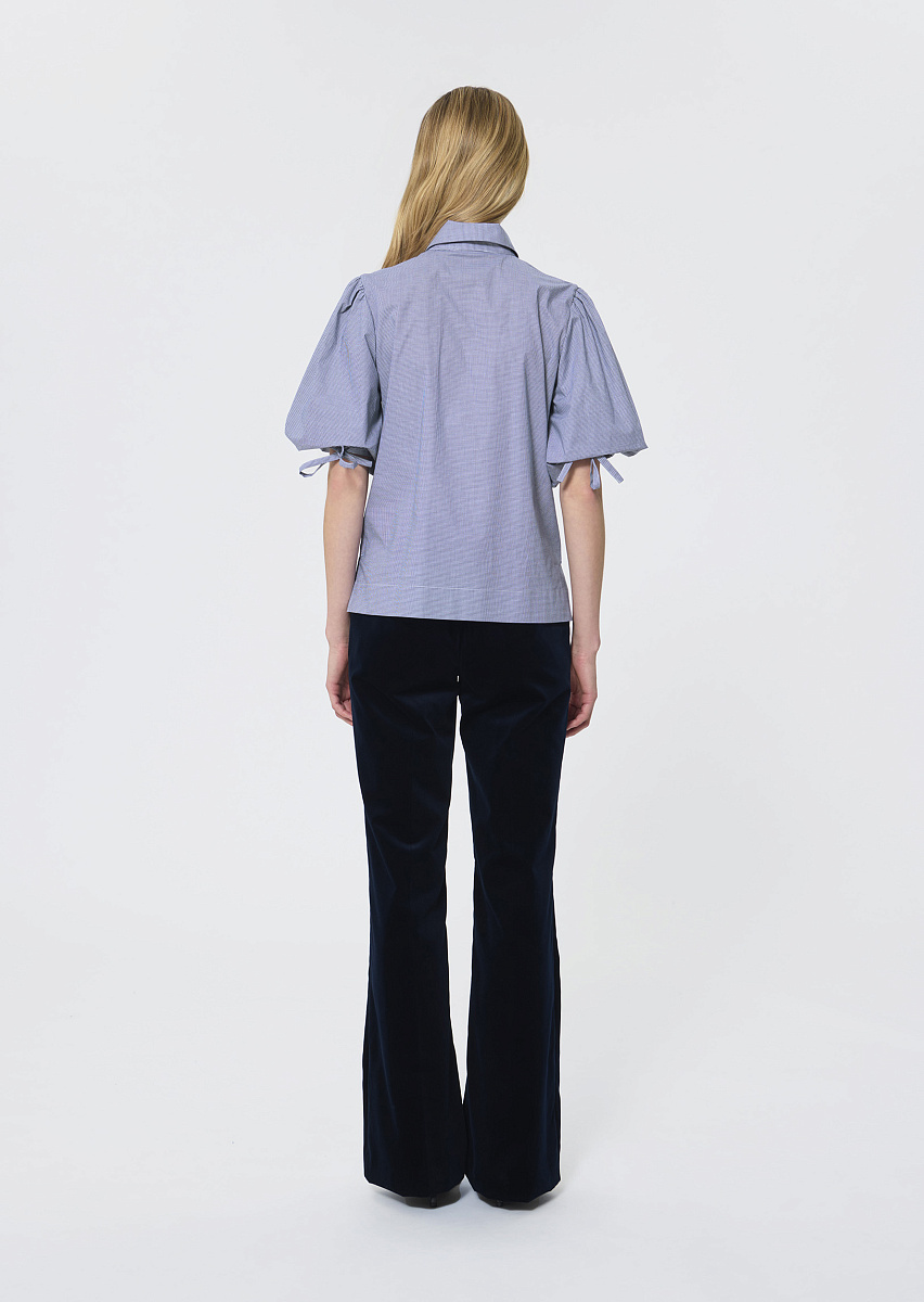 Caly темно-синяя блуза с клетчатым принтом