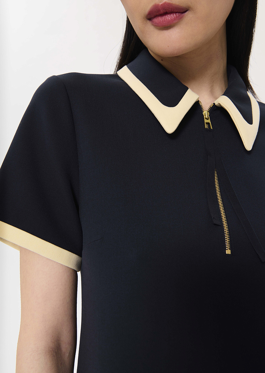 Темно-синее платье Rubina из двойной ткани