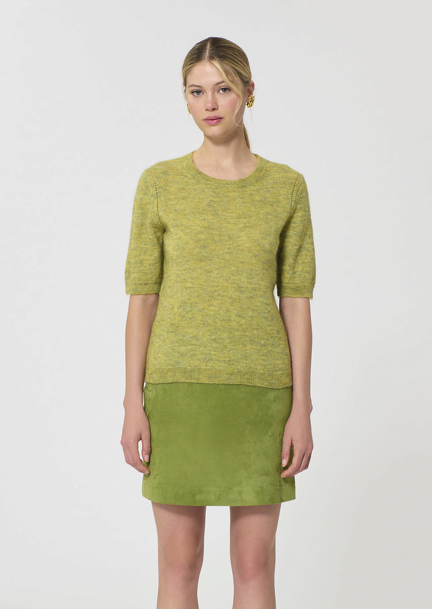 Ponzo легкий мохеровый джемпер зеленого цвета с эффектом меланж
