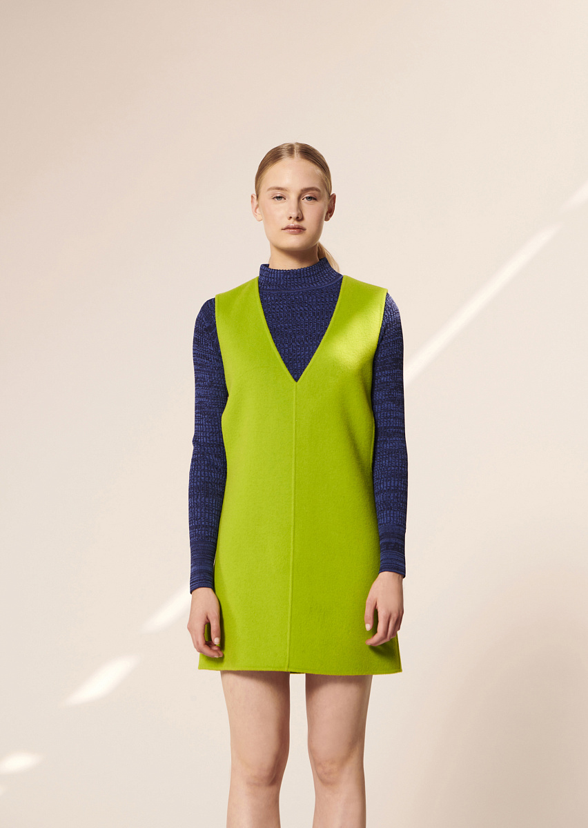 Roma зеленое платье из двусторонней шерсти