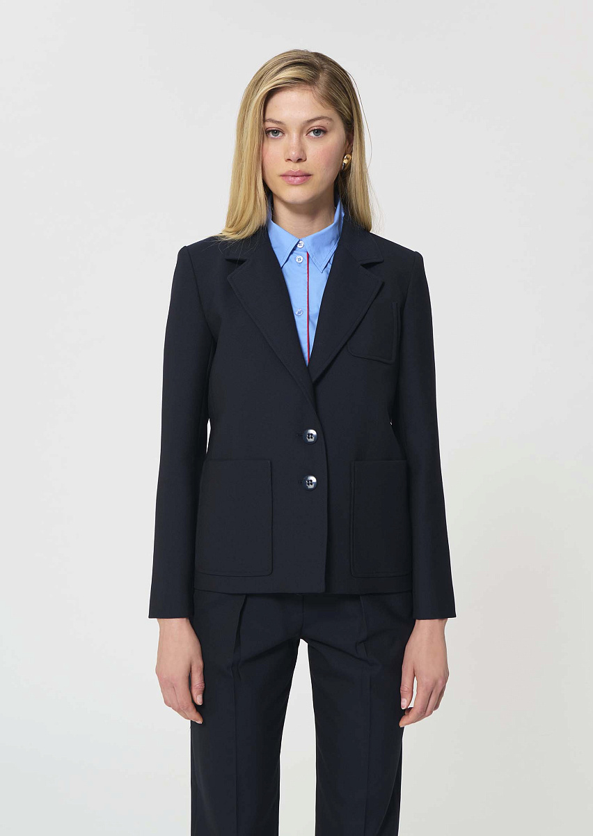 Valy темно-синий жакет из ткани с зернистой текстурой