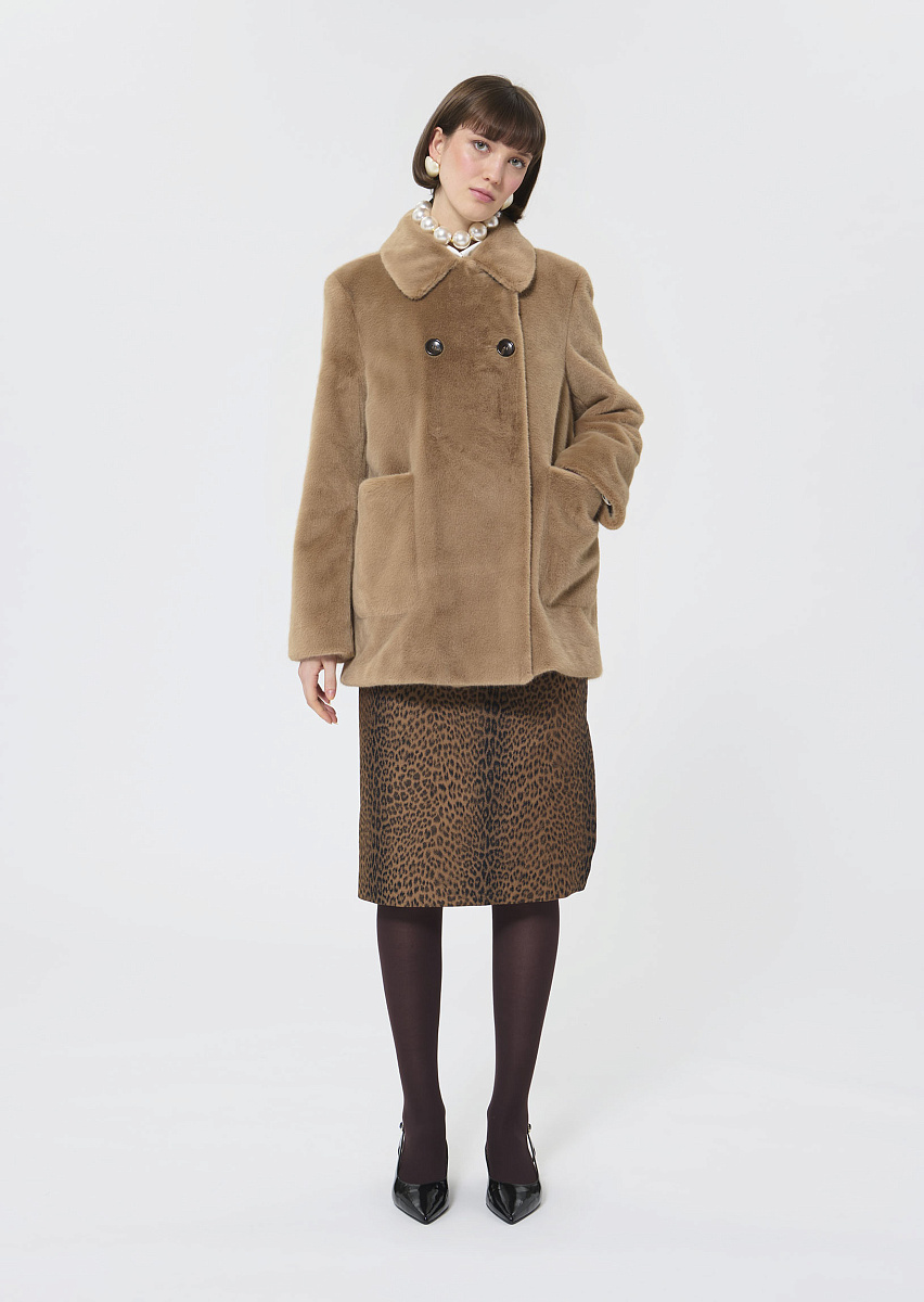 Melba бежевое полупальто из искусственного меха Melba бежевое полупальто из искусственного меха