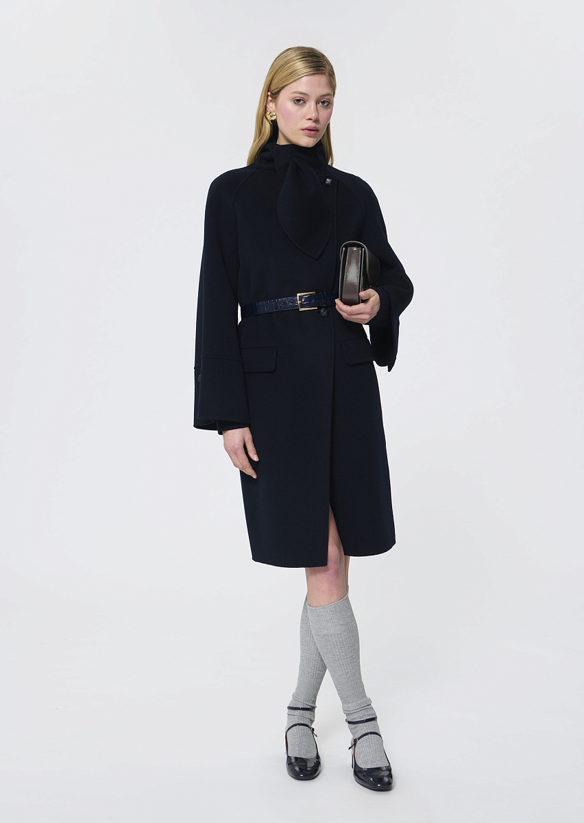 Mocca двустороннее темно-синее пальто