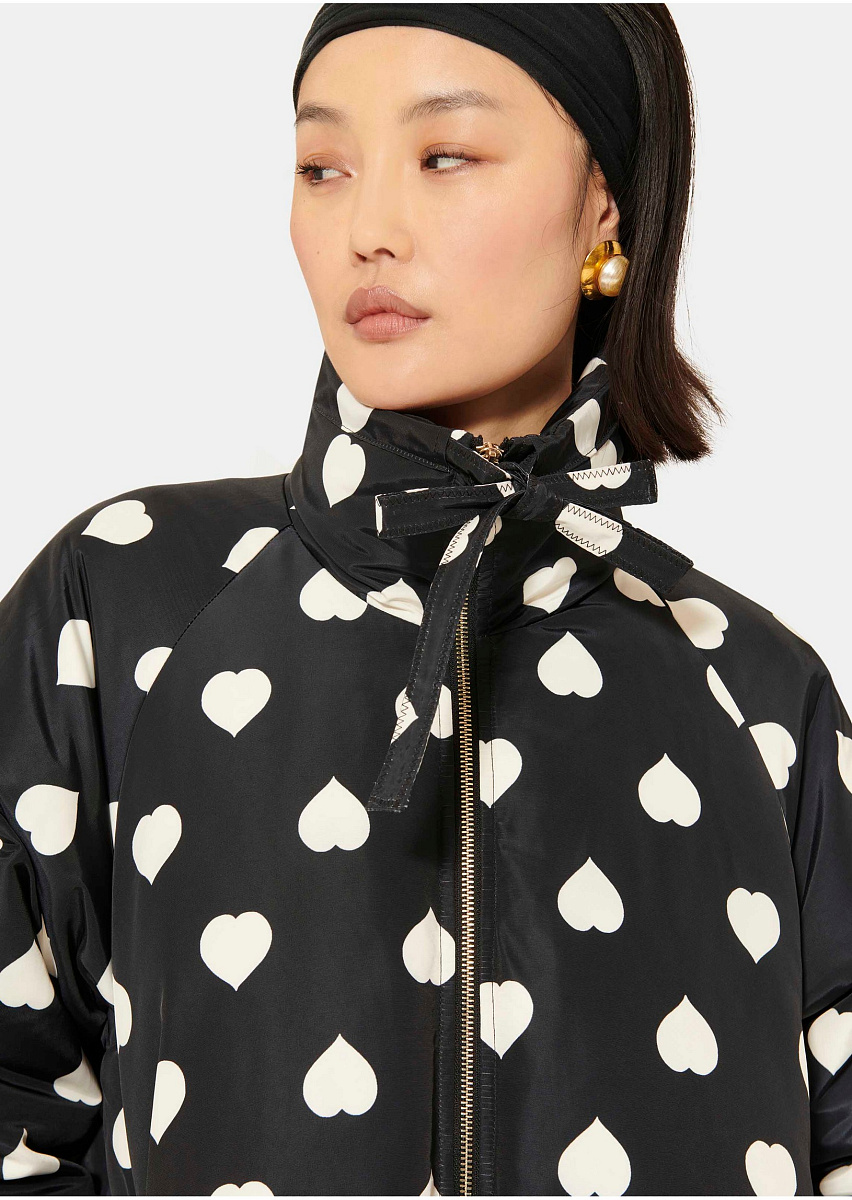 Dune черный пуховик с принтом в виде белых сердец Dune черный пуховик с принтом в виде белых сердец