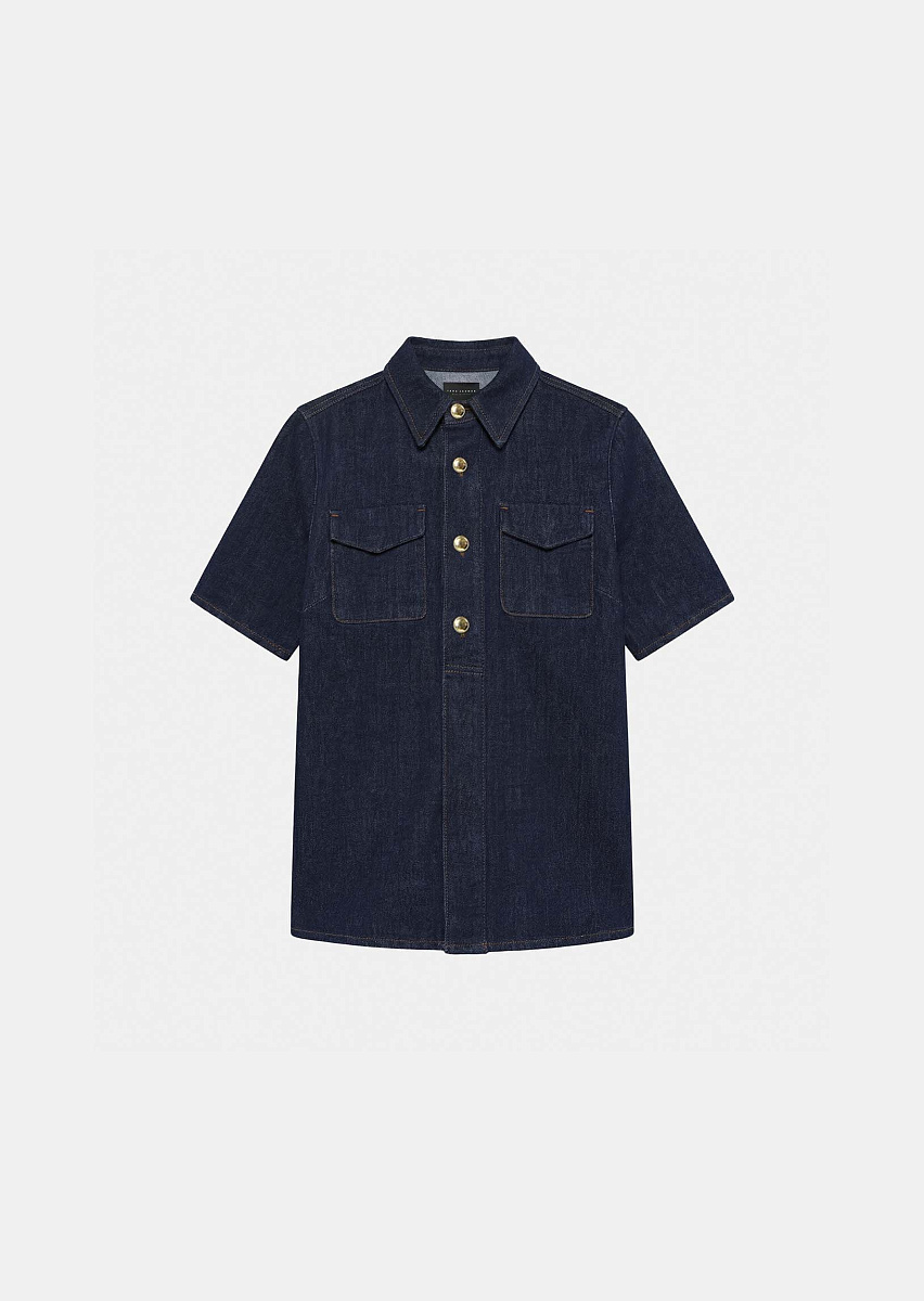 Taormine темно-синий топ из денима с контрастной строчкой Taormine темно-синий топ из денима с контрастной строчкой