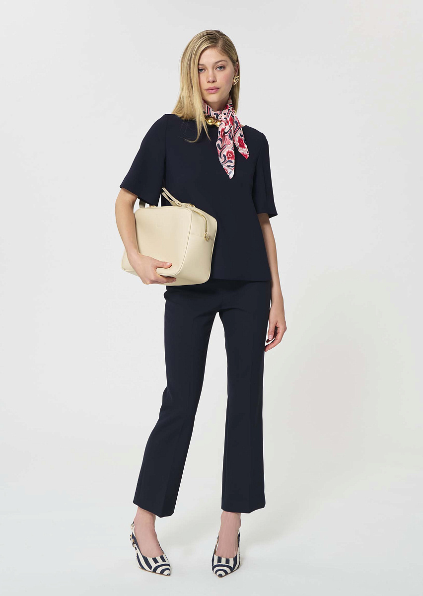 Théo темно-синий топ из струящегося крепа