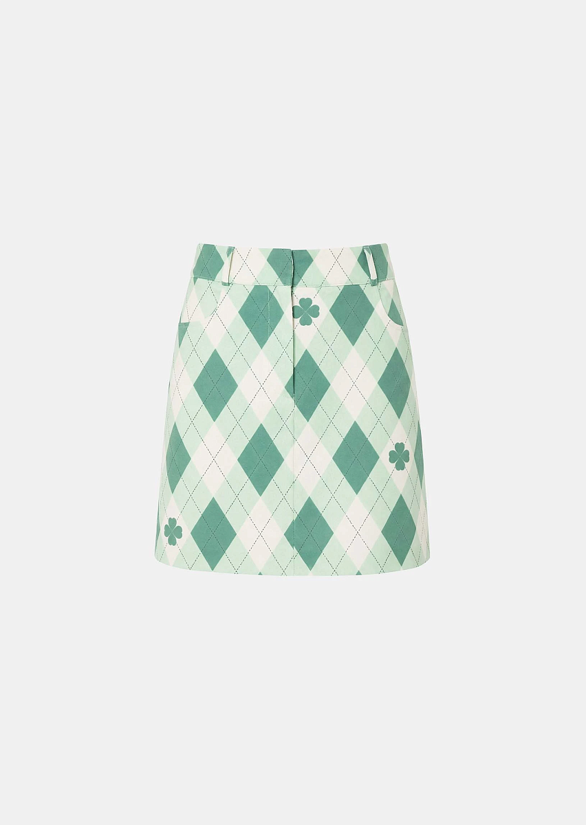 Janice зеленая юбка с ромбовидным принтом