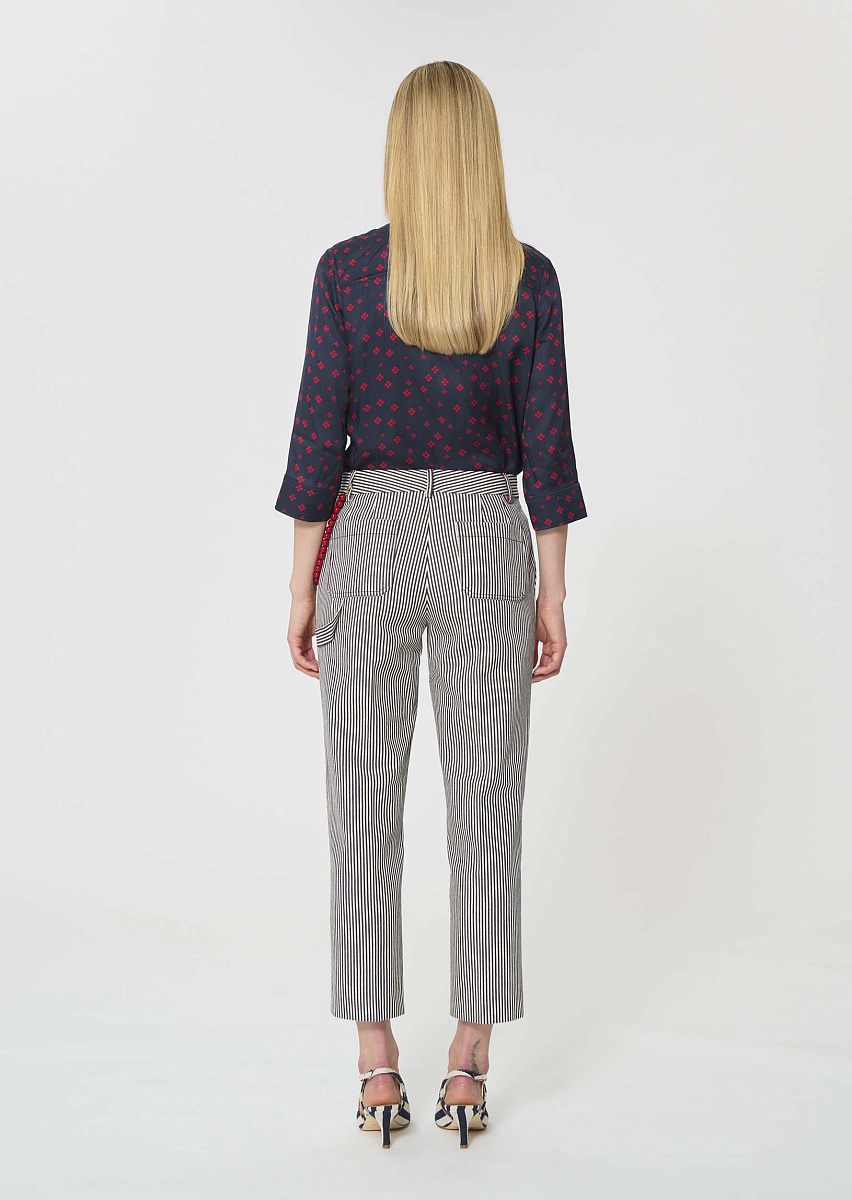 Pipo брюки из хлопка в цвете экрю с узором в полоску